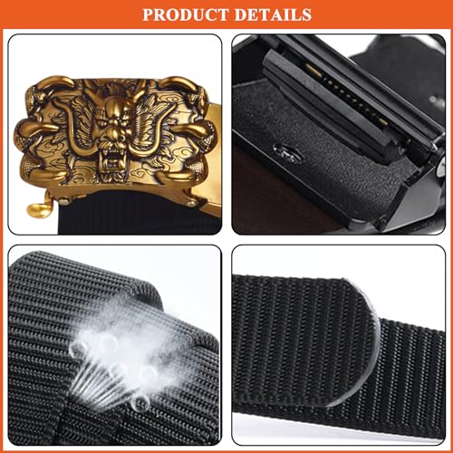 Vintage Men's Ratchet Belt Adjustable Nylon Waist Strap Classics Carved Dragon Belts for Jeans Casual Pants2