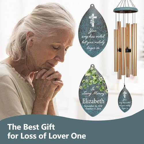 Image of ASTARIN Personalized Memorial Gifts Wind Chimes, Sympathy Customized Wind Chimes in Loving Memory of Dad /Mom, Memorial Gifts for Loss, 35inch Wind Chime Deep Tone for Outdoor, Produced in Texas