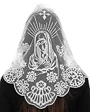 Bozidol Virgin Mary Catholic Church Veil Spanish Traditional Mass Chapel Headcovering Religious Christian Veil (White)