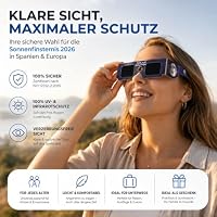TK Gruppe Timo Klingler 6x Sonnenfinsternis Brille - ISO 212312-2 zertifiziert - Brille für Sonnenfinsternis 2026 - Spanien & Europa - Schutzbrille universal passend – Ansicht 2