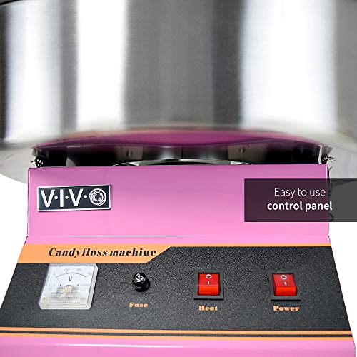 VIVO Pink 1030W Electric Cotton Candy Maker, Commercial Candy Floss Machine with 20 inch Stainless Steel Bowl, Includes Bubble Shield Cover and Sugar Scoop, Easy Home Use, CANDY-KIT-1 image 5