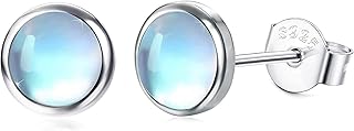 Milacolato Mondstein Ohrringe 925 Sterling Silber Hypoallergene Runde Mondstein Ohrstecker Damen Mondstein Schmuck für Fra...