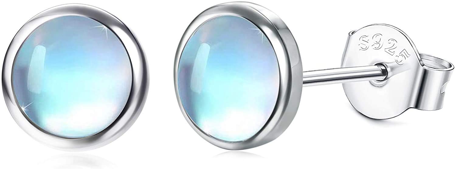 925 Sterling zilveren hanger ronde Maansteen | Zilveren Edelsteen Hangers