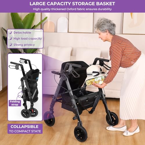Image of Bariatric Rollator Wheelchair Combo 450 lbs, Walkers for Seniors with Seat