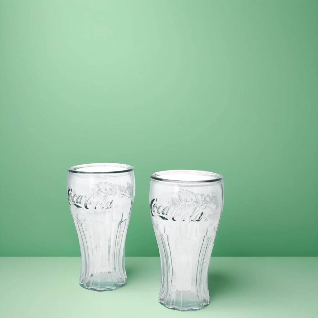 Keyhomestore │ Juego de 2 vasos Cola de cristal reciclado transparente, 16 x 9 cm, ideales para uso diario, resistente, vidrio reciclado y fácil de limpiar