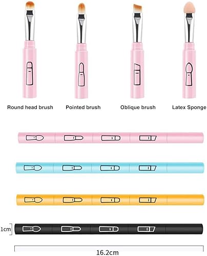 Miniatura 7 de Juego de brochas de maquillaje 4 en 1, juego de pinceles de maquillaje de ojos, cepillo de labios portátil de viaje, pinceles de sombra de ojos,