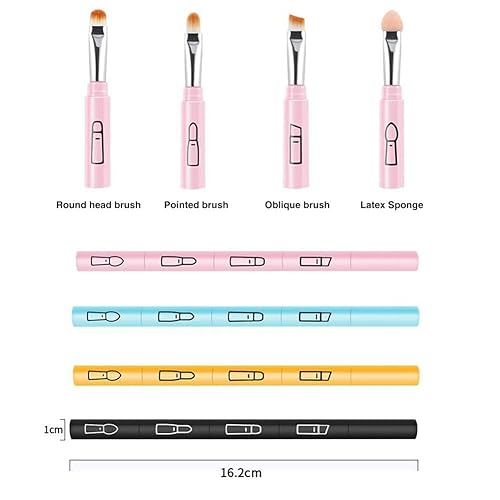Miniatura 6 de Juego de brochas de maquillaje, 4 en 1, desmontable, portátil, juego de viaje con cepillo para sombra de ojos, cepillo de cejas, cepillo delineador