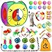 37 PCS Cat Toys, Interactive Cat Kitten Toys for Indoor Cats Kitty, Variety Catnip Toy Set Including Collapsible Cat Tunnel Tube Tent, Cat Feather Teaser Wand, Cat Bell, Fuzzy Ball, Spring, Mouse Toy