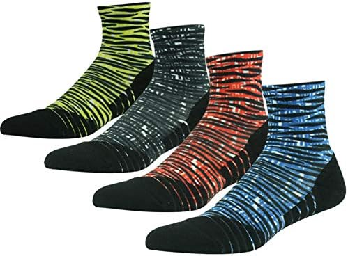 Unisex Striped Print Athletic Quarter/Ankle Running Hiking Socks 3, 4 Pairs