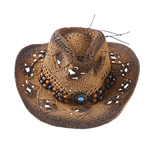 Chapeau de paille homme rétro vintage style cow-boy USA pour l'été