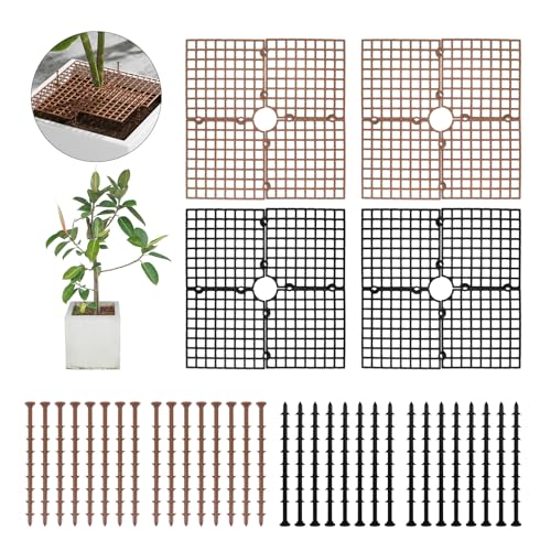 Beowanzk 4 protectores de tierra para macetas, protectores de plantas cortables, protectores de tierra para macetas con accesorio antideslizante, cubierta para macetas para evitar que los niños y