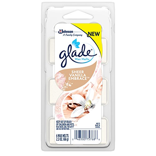 Glade Wax Melts Air Freshener, Scented Candles with Essential Oils for Home and Bathroom, Pure Vanilla, 6 Count, Pack of 8
