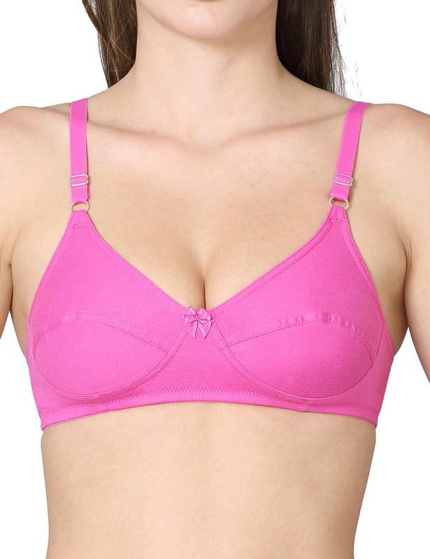 Image of VSTAR HANA Non-Wired Non-Padded Cotton Knitted Full Coverage Bra for Women with Double Layered Seamed Cups