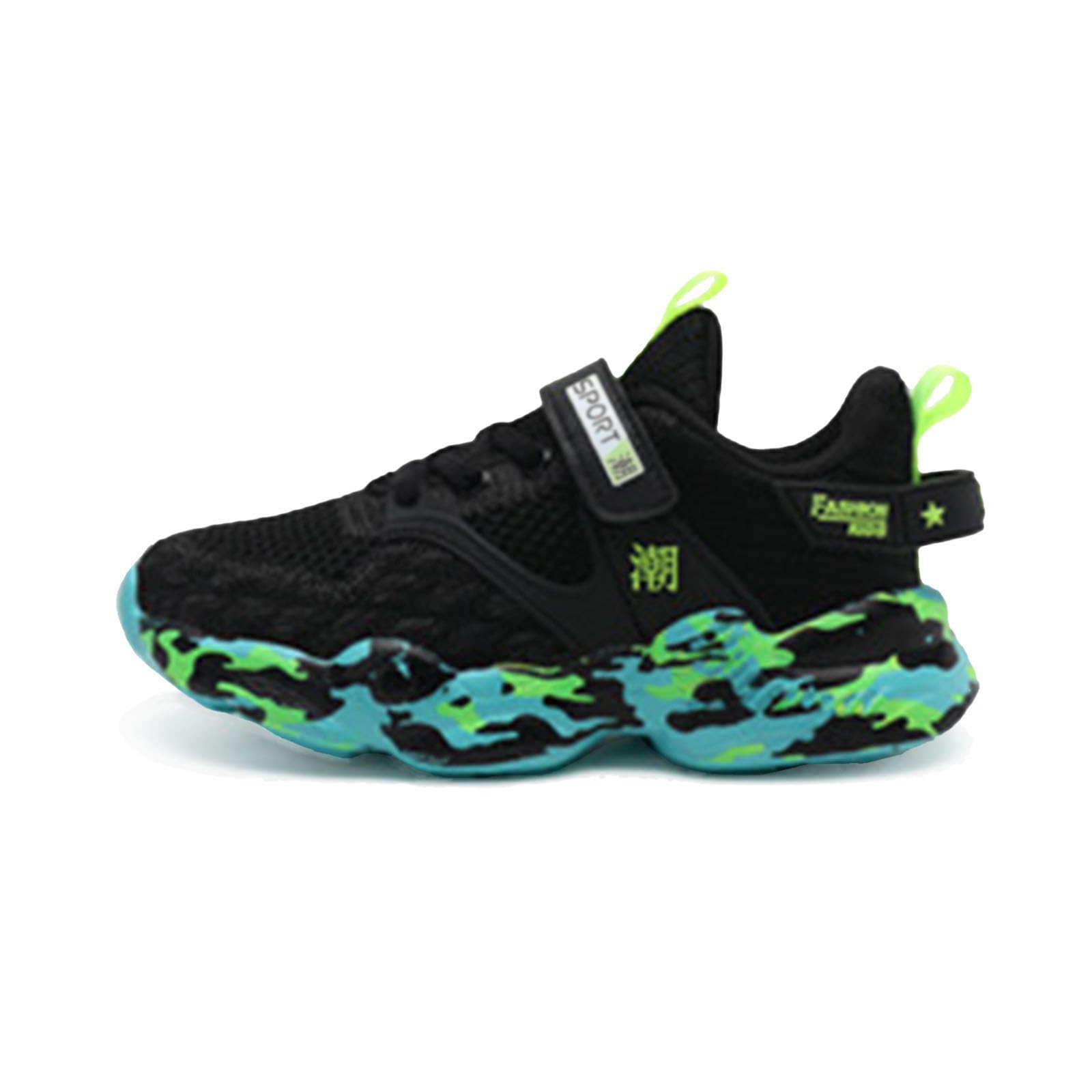 Zapatillas de deporte para niños con doble malla con gancho y suela gruesa con estructura ligera para tenis, deportes, gimnasio, transpirables, cómodas