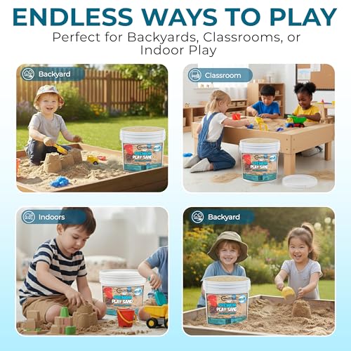 Image of Trade Grade Play Sand for Sandbox Sand for Kids - 45 lb Bucket Natural Play Sand for Kids, Sensory Play, Tables, & Outdoor Fun, Perfect for Wet Castle Building & Creativity