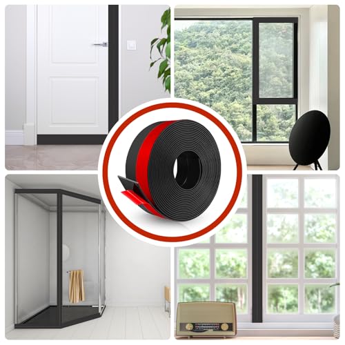 Weather Stripping Self Adhesive Door Draft Stopper Flexible Shower Door Bottom Seal Silicone Seal Strip for Sliding Glass Windows Side Gaps (Black, 2 Inch Wide x 10 Feet Long)