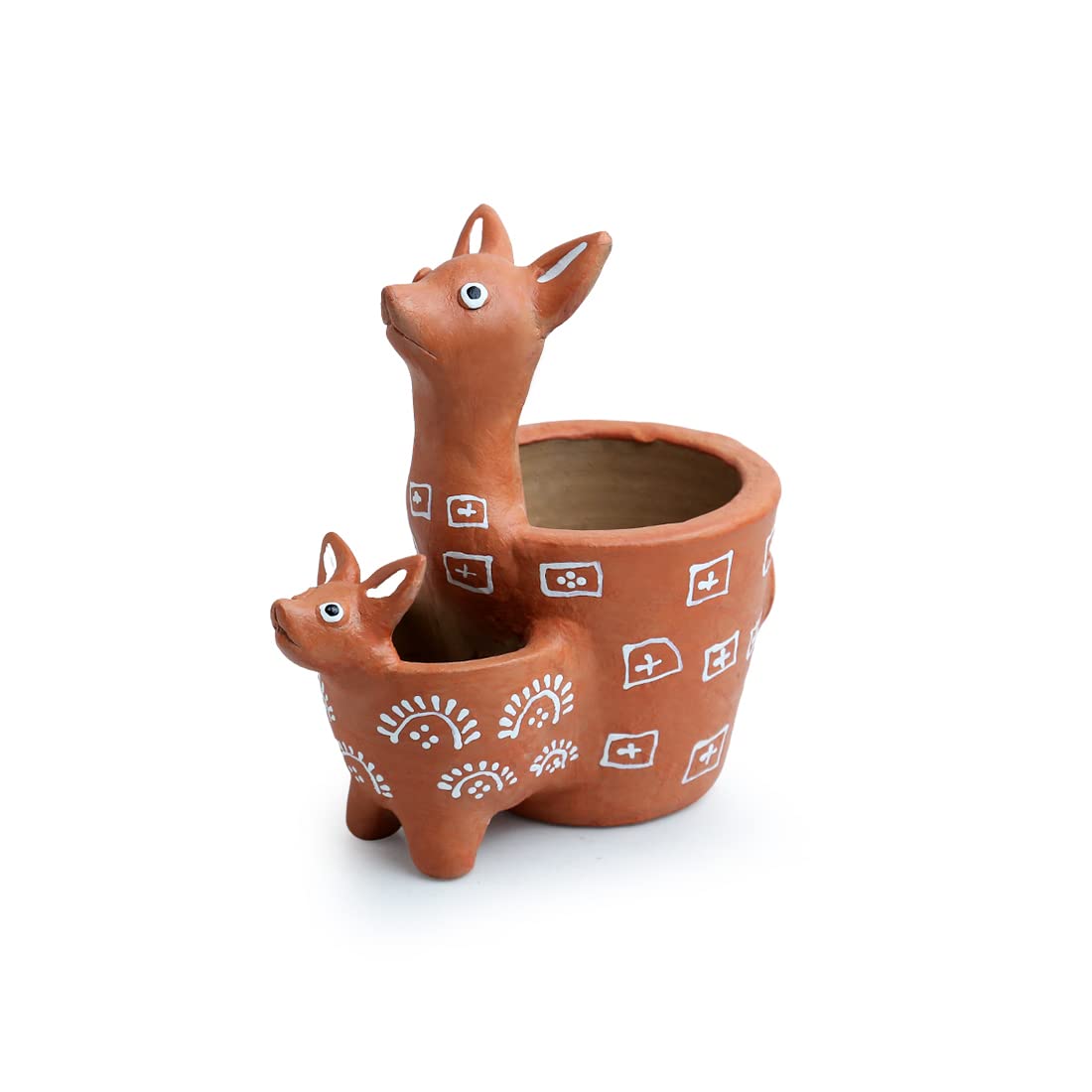ExclusiveLane Kangaroo Table Planter - Handpainted Terracotta -2