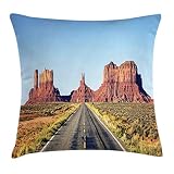 ABAKUHAUS Arizona Housse d'oreiller, Long Road Trip à Vallée, Décoratif, imprimé des Deux côtés, 40 x 40 cm, Multicolore