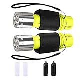 DOTSOG 1100 LM Diving Flashlight,IPX8 Waterproof Super Bright Dive Light 3 Modes Waterproof Torch for Outdoor Camping Underwater Sports (Yellow)(2Pack)(Battery NOT Included)