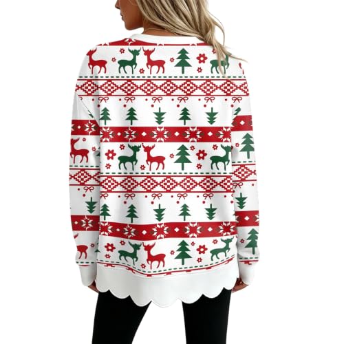 Christmas Sweatshirts for Women Scalloped Hem Comfy Sweatshirt Tee Shirts - image 4
