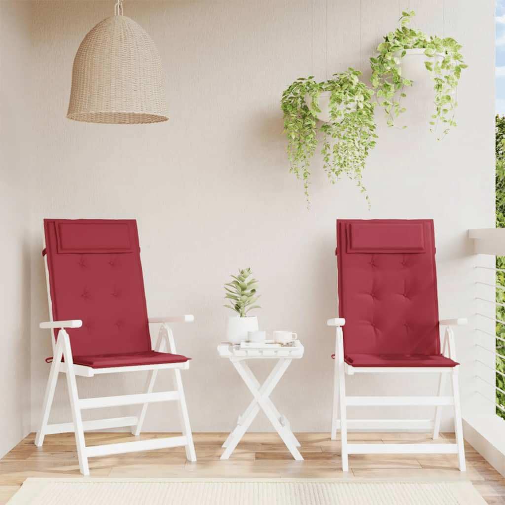 Generico Cuscini Sedia con Schienale Alto 2 pz Rosso Vino Tessuto Oxford,Cuscini per sedie-361901