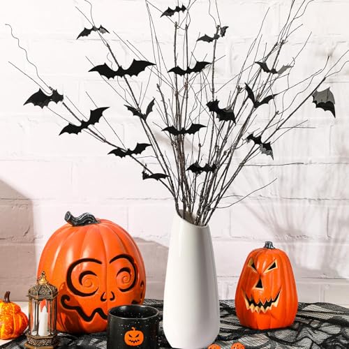 Ramas de sauce rizado artificiales negras para decoración de Halloween 6