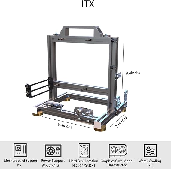 DIY Open Frame PC Chassis, Aluminum Computer Case, Supports ITX Motherboard, Excellent Cooling, Type-C Support