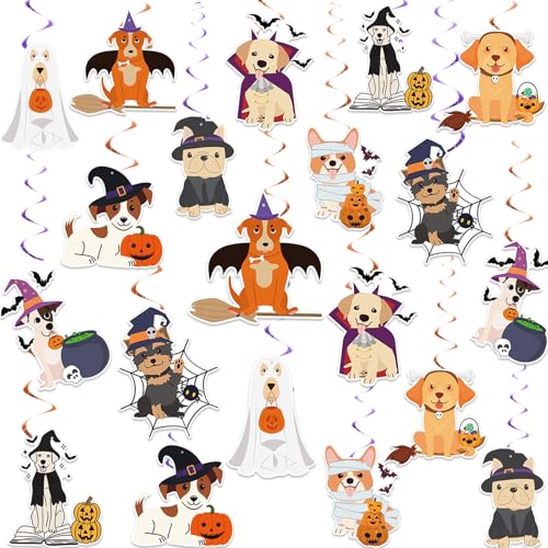 Halloween Dog Party Decorations Dog Ghost Hanging Swirl Ceiling Decor for Halloween Pet Party Puppy Ghost Hanging Decoration for Indoor Home Room Supplies
