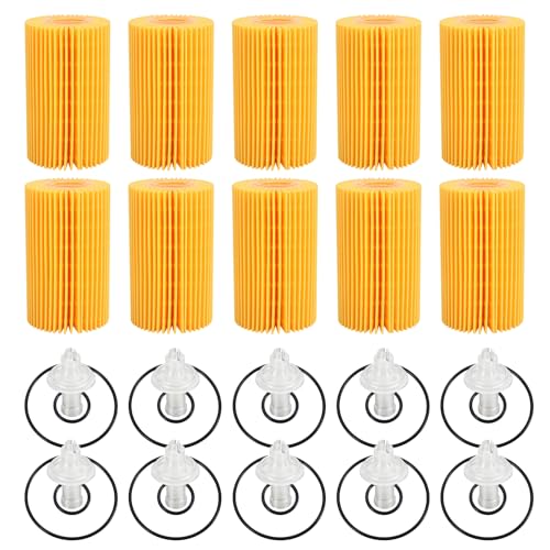 04152-YZZA5 10PCS Engine Oil Filter Kit Compatible with Toyota 4Runner 2010-2024 Tundra 2011-2014 FJ Cruiser 2010-2014 GS300 GS350 GS460 LS460 IS250 IS350 2005-2016 Replace 04152-38010 04152-0R010