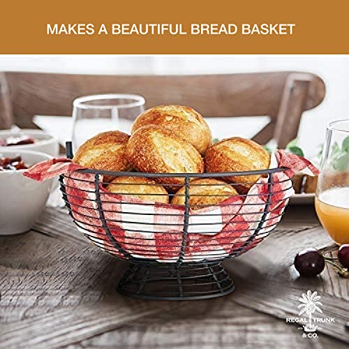 Regal Trunk & Co. Large Fruit Basket With Banana Hanger For Kitchen, Rustic French Farmhouse Fruit Bowl With Banana Holder Tree, Removable Banana Holder Fruit Basket, Ideal For Fruit And Vegetables #TOP1