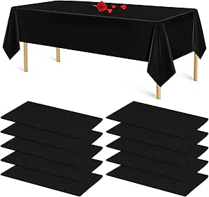Nizirioo 6 Stück Einweg-Tischdecken - Schwarze Wasserdichte PEVA Tischdecken Mit Gold-Punkten, 137x274 Cm