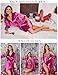 Ekouaer Women's Satin Robe Valentines Lingerie for Women Kimono Bathrobe 3/4 Sleeve Ruffle Belted Robes Bridesmaids