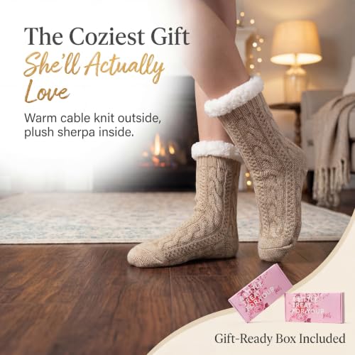 Image of The Metluks Women's Fuzzy Slipper Socks with Non-slip Grippers, Sherpa Lined Warm Cozy Gift Socks