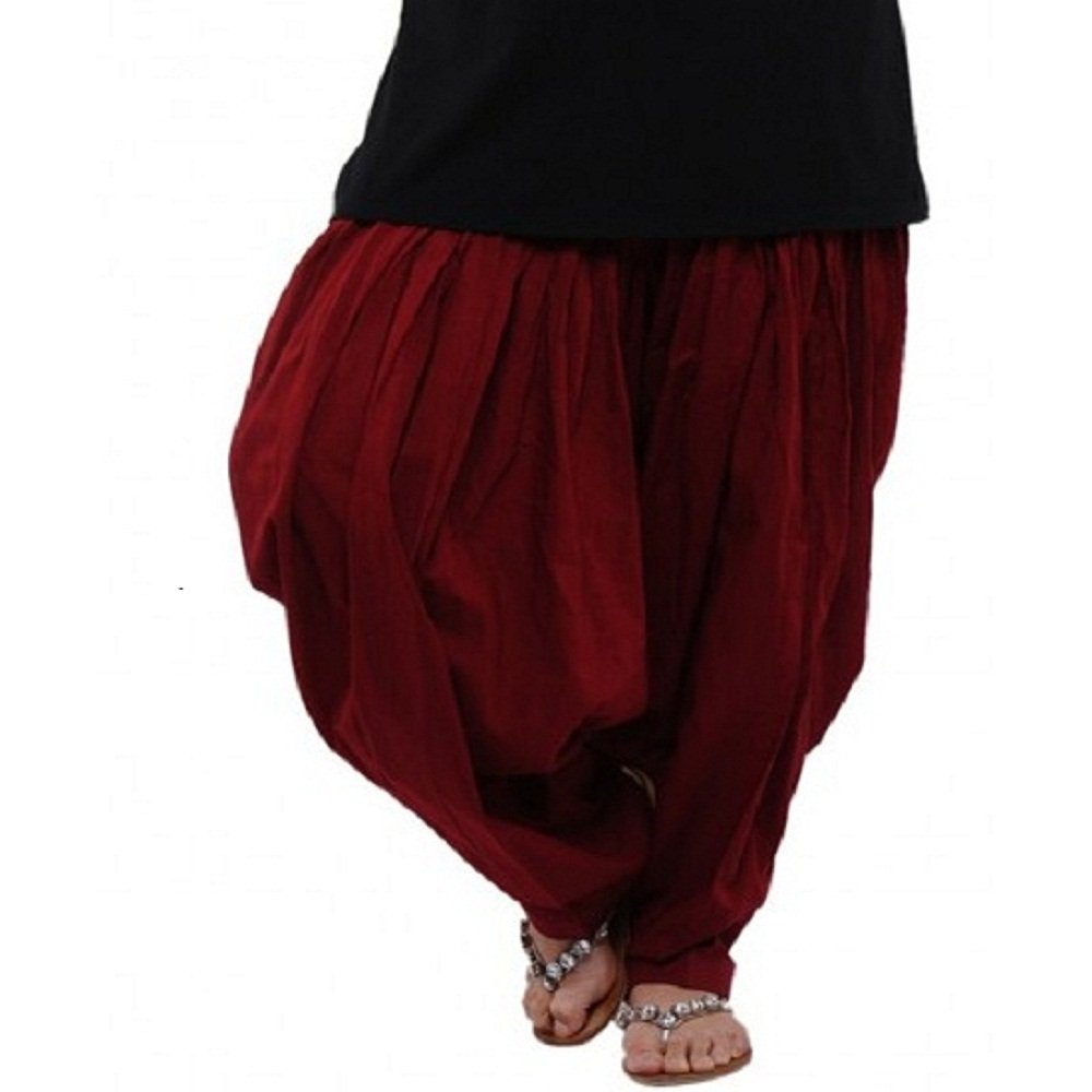 pistaa's Women's Maroon Cotton Loose Fit Patiala Salwar, Free Size-picture-37