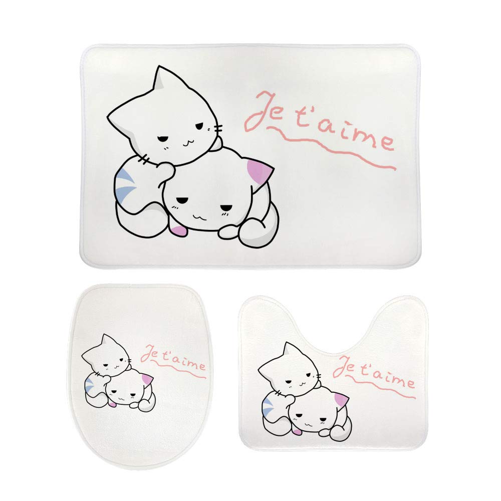 Tapis de bain antidérapants lot de 3 tapis de cuisine absorbant l'eau motif chaton