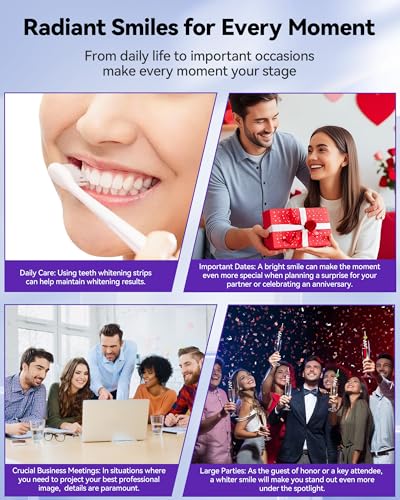 Image of Teeth Whitening Strips, Purple, Enamel Safe, Sensitive, 7 Treatments | Whitens Teeth, Purple Whitening Strips, Removes Yellow Stains and Bad Breath, Color Correction