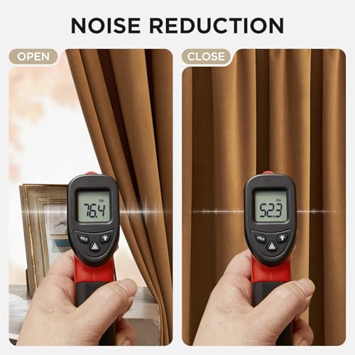 Image of Joydeco Golden Brown 100% Blackout Curtains 96 Inches Long 2 Panels Set, Black Out Curtain for Bedroom Living Room, Heavy Luxury Thermal Insulated Velvet Curtains Rod Pocket Back Tab, 52W x 96L