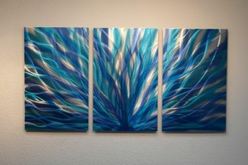 Radiance in Blues 47" Metal Wall Art, Modern Home Decor, Abstract Artwork Sculpture