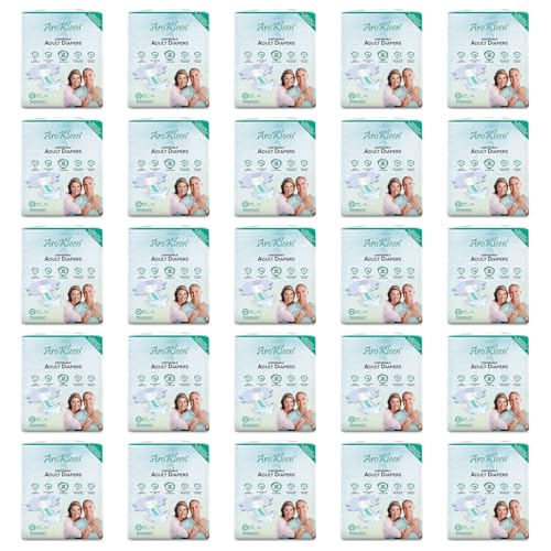Image of AroKleen (ISI CERTIFIED) Adult Diapers Tape Style | Large (L) Size, 250 Count, Waist Size (102-150cm | 40 inch-59 inch inches), Unisex, High Absorbency, Leak Proof, Overnight Protection, Odour lock, Anti-Bacterial Absorbent Core-Pack of 25
