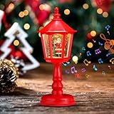 Shinybox Weihnachtsdeko Laterne, Schneelaterne Weihnachtskerze mit Musik, Weihnachten LED Deko, USB und Batteriebetrieben, Weihnachtsdekoration Innen Außen, Weihnachtstag Geschenke(Rot)