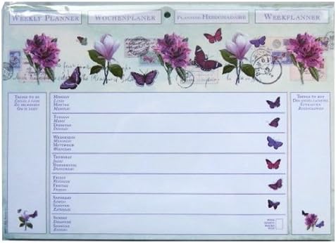 A4 Weekly Planner Undated - Butterflies & Flowers Design - Pad with 60 Sheets - Size 297mm X 210mm