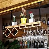  MAKIVI Bar Bar Bar de vinos Restaurante Copa de Vino Armario de Hierro invertido Arte Retro + Botelleros de Madera Maciza, a, 60 * 28 cm Marriage