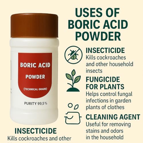 Image of Boric Acid Powder (400GM) - Carrom Board Powder, Natural Pest Control, Rice Preservation, Cleaning Agent for Home, Kitchen, Bathroom - Cockroach, Ant, Termite, Insect Control, Woodworm & Mold Removal