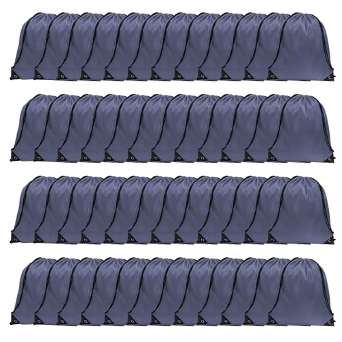 Drawstring nylon gym bags (Grey) 48-pack