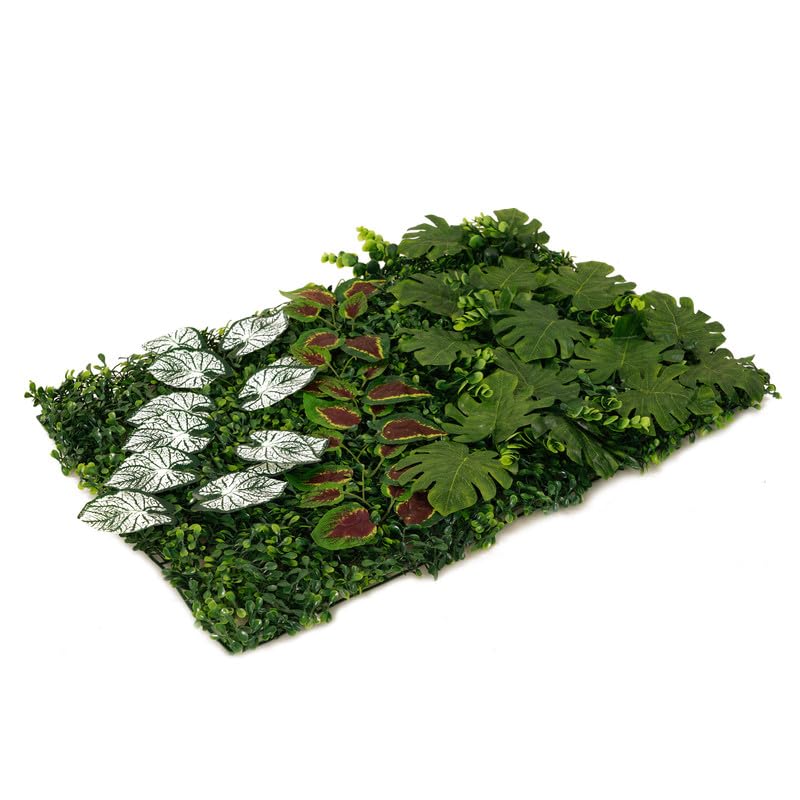 Image of Wall Grass (3 Pcs); Artificial Grass for Wall Decoration; Vertical Garden Artificial Mat; Grass Tiles for Balcony and Garden (Forest Snow; 60cm x 40cm x 8cm; Plastic; Pack of 3)
