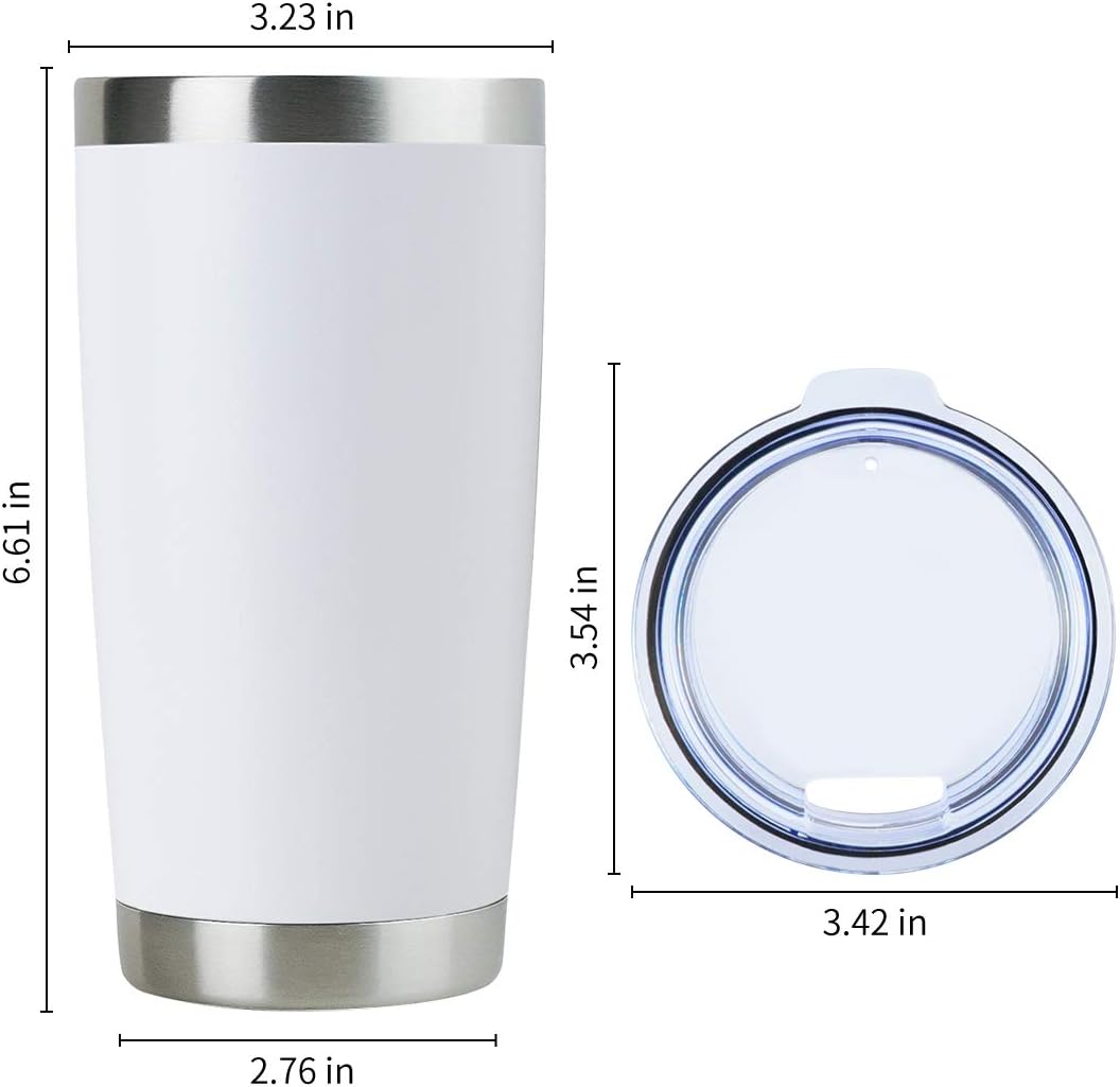 DOMICARE 20oz Stainless Steel Tumbler Bulk with Lid, Double Wall Vacuum Insulated Travel Mug, Powder Coated Coffee Cup, Powder White, 12 Pack - Image 5