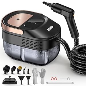 ODSD Dampfreiniger für Haushalt und Auto, 3-stufig einstellbarer Dampfreiniger, 15 Sekunden Aufheizzeit und 1,6 l großer Tank, Handdampfreiniger für Autos, Haushalt, Küche, Fenstern,Boden