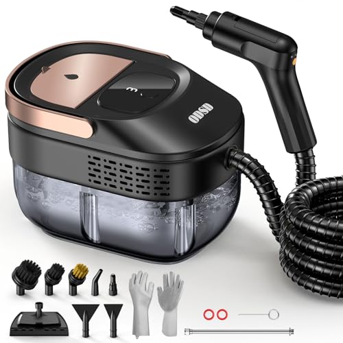 ODSD Dampfreiniger für Haushalt und Auto, 3-stufig einstellbarer Dampfreiniger, 15 Sekunden Aufheizzeit und 1,6 l großer Tank, Handdampfreiniger für Autos, Haushalt, Küche, Fenstern,Boden