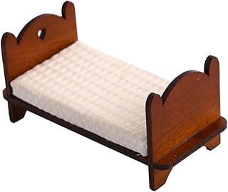 BESPORTBLE Miniature Bed Model Scale Vintage Wooden Single Bed Bedding for Dollhouse Bedroom Furniture Decor Realistic Compact Design for Spaces for Miniature Bedroom Scenes