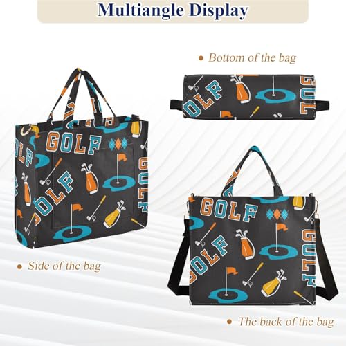 Golf Tote Bag for Women Corduroy Crossbody Shoulder Purse Satchel Bags for Office Work Travel 13.7 * 4.9 * 12.2IN2